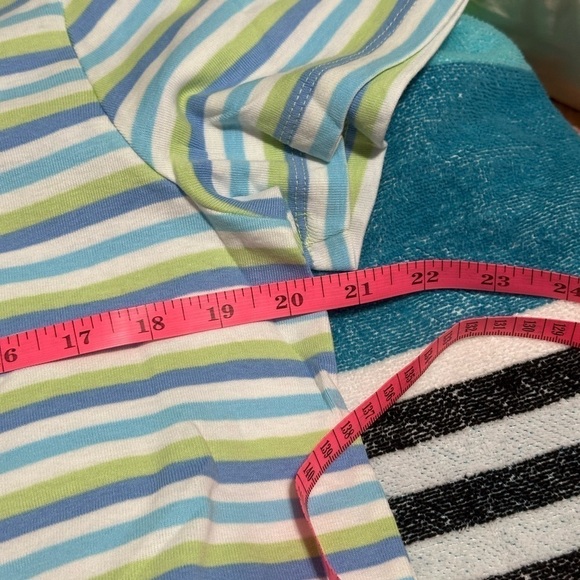 Brand new ladies v-neck White Stag tee, size 12-14 . Purple/blue/green stripes - Picture 4 of 4